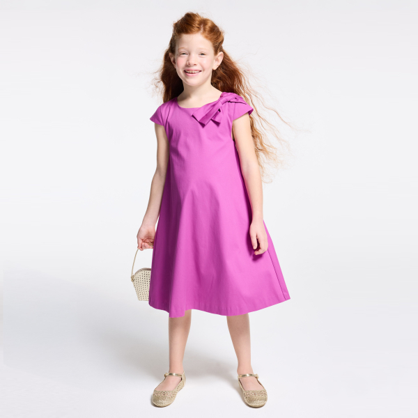 فستان أنيق موحد، باللون الأرجواني الفاتح للفتيات الصغيرات